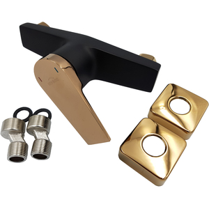 BlackRose Gold Brass Bathroom Shower Faucet Single Lever Wall Mounted Mixer Tap - Black by Invena