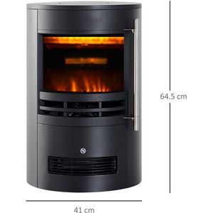 HOMCOM Electric Fireplace Heater 900W,1800W-Black - Black