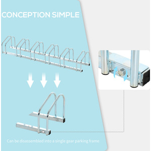 HOMCOM Bike Stand Parking Rack 2022 - Silver / 179L x 33W x 27H cm by HOMCOM