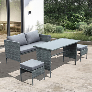 4 Piece Clara Rattan Sofa Set - Grey