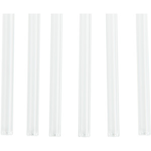 Set of 6 Clear Borosilicate Glass Straws and Brush - Clear