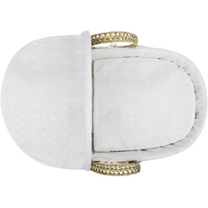 Broderie Anglaise White Moses Basket with Opal Folding Stand by Kinder Valley