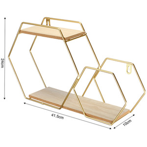 Honeycomb Modern Hexagonal Wall Floating Shelf - Gold by Livingandhome