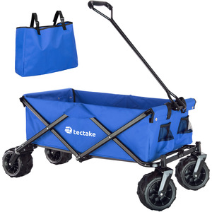 Foldable Garden Trolley with Wide Tyres - Blue by tectake