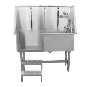 Pet Dog Bath Steel Tub Washing Station 400mm - Silver by Monstershop