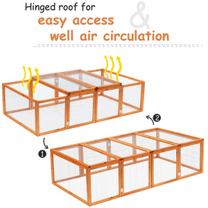 PawHut rabbit Run Wooden Rabbit Hutch Cage - Natural by PawHut