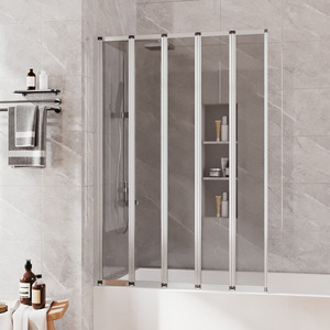 Foldable Grey Glass Shower Screen - Grey / 119 - 120 cm by komore
