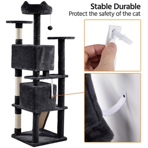 Multilevel Cat Tree with Scratching Posts - Black / 178cm by Yaheetech