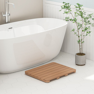 Waterproof Spa Shower Mat Bathmat - Brown by Costway