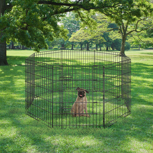 8 Panel Foldable Dog Playpen - Black / 76cm by Yaheetech