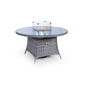 Arizona Fire Pit Round Rattan Patio Dining Set - Grey / 6 by Giardino