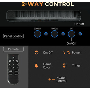 HOMCOM Recessed and Wall Mounted Electric Fireplace with Remote - Black by HOMCOM