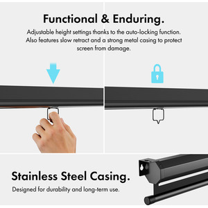 Mountable Projector Screen with Soft Close Mechanism and Steel Case - White by VonHaus