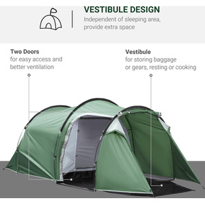 Outsunny 3-4 Person Weatherproof Tent, Green - Dark Green by Outsunny