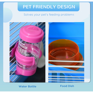 Pawhut Hamster Cage Carrier Small Animal House with Exercise Wheels Tunnel Tube - Blue by PawHut