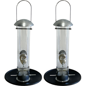 Heavy Duty Aluminium Bird Seed Feeder with 4 Feeding Ports - Silver by Selections