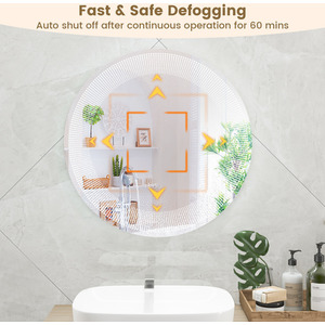 Round LED Bathroom Wall Mirror - Silver by Costway