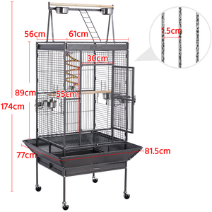 Play Top Bird Cage with Industrial Wheels - Black by Yaheetech