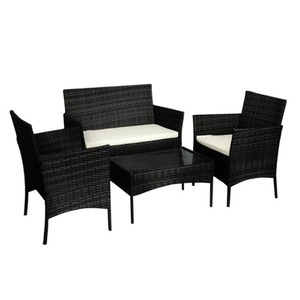 4 Seater Rattan Garden Corner Sofa Set - Black by Alivio