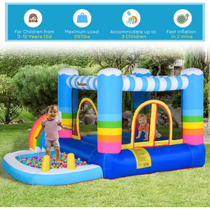 Outsunny Kids Rainbow Bouncy Castle and Pool - muiticoloured by Outsunny