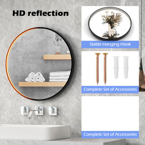Round Bathroom Mirror - Black by Costway