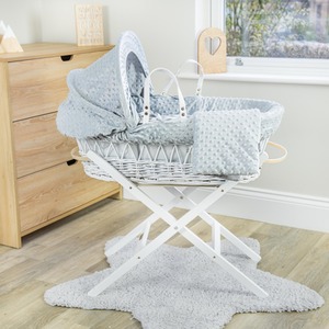 Dimple White Wicker Moses Basket - Grey by Clair de Lune