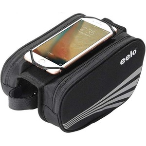 Eelo Bike Frame Bag with Phone Holder. Waterproof Bicycle Top Tube Bag. - Black by eelo