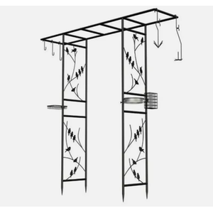 2m Garden Arch Bird Feeder - Black by Garden Mile