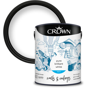 Crown Premium Matt Emulsion Pure Brilliant White 5L - Pure Brilliant White by Crown Paints