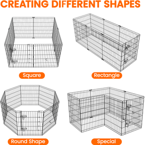 8 Panel Foldable Dog Playpen - Black / 76cm by Yaheetech