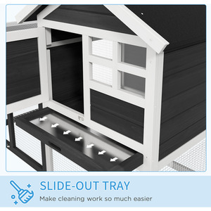 PawHut 122cm Wooden Pet Hutch Small Animal Cage - Grey by PawHut