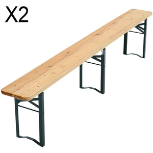 Foldable Firwood Trestle Table Bench Iron Stand Garden Camping - Light Brown / 46cm by Livingandhome