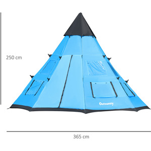 Outsunny 6 Men Tipi Tent - Blue, Black by Outsunny