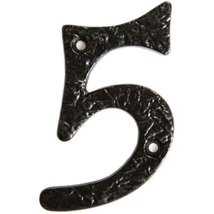 Number 5 Rustic Iron Numeral Black - Black by Hammer and Tongs