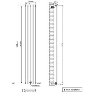 Oval Single Panel Vertical Radiator Anthracite 1800mm Tall - Anthracite / 23.6cm by Right Radiators