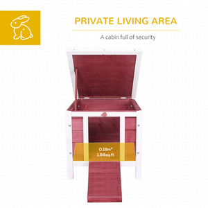 PawHut Wooden Pet Hutch Small Animal House - Red by PawHut