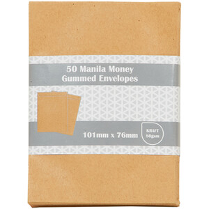Pack of 50 Manila Money Envelopes DL - Manila