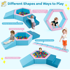 3-Piece Baby Foam Climbing Blocks Set - Blue by Costway
