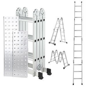 Lightweight Aluminium Folding Multi-position Work Platform Ladder - Silver by Samuel Alexander