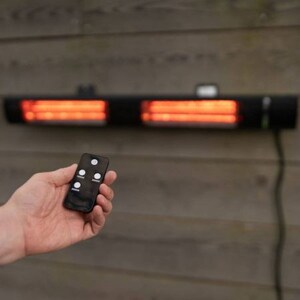 3kW Dual Electric Patio Heater IP44 Remote Control - Black by Primrose