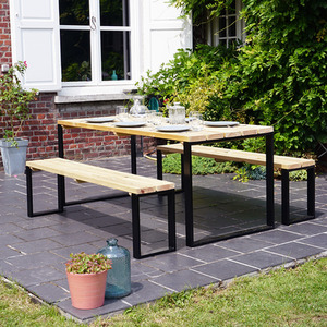 Cerland Blakea Wooden Garden Bench Dining Set 6 Seater - Natural by Cerland