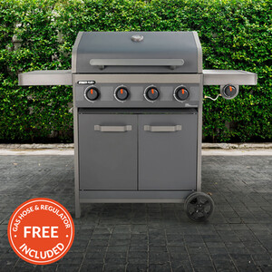Arizona 4 Burner Gas BBQ with Side Burner - Black