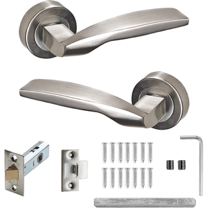 Solitude Satin Nickel Passage Door Lever Handles - Latch Kit - Satin Nickel by DecorAndDecor
