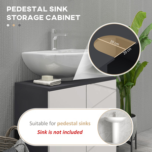 kleankin Pedestal Sink Cabinet with Shelf Light Grey - Light Grey by kleankin