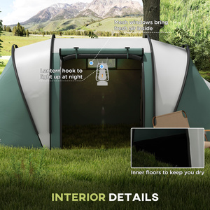 Outsunny 2 Room Tent with Living Area and Awning, 3000mm Waterproof - Green by Outsunny