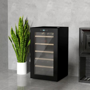 24 Bottles Freestanding Wine Fridge with Glass Door - Black by Chilli Seating