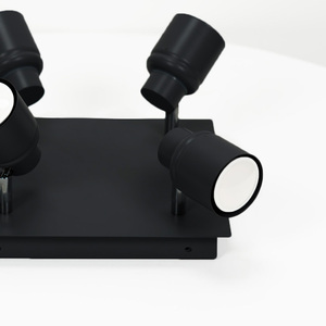 Benton 4 Way Square Plate Ceiling Spotlight Matt Black - Black by ValueLights