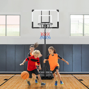 Portable Basketball Hoop with PVC Backboard - Black/White by Yaheetech