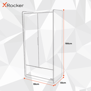 X Rocker Electra 2 Door Wardrobe with Drawer and NEO Motion SYNC - BLACK by X Rocker