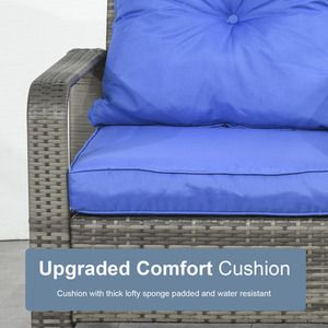 Outsunny 3 Piece PE Rattan Wicker Garden Furniture Set - Blue by Outsunny